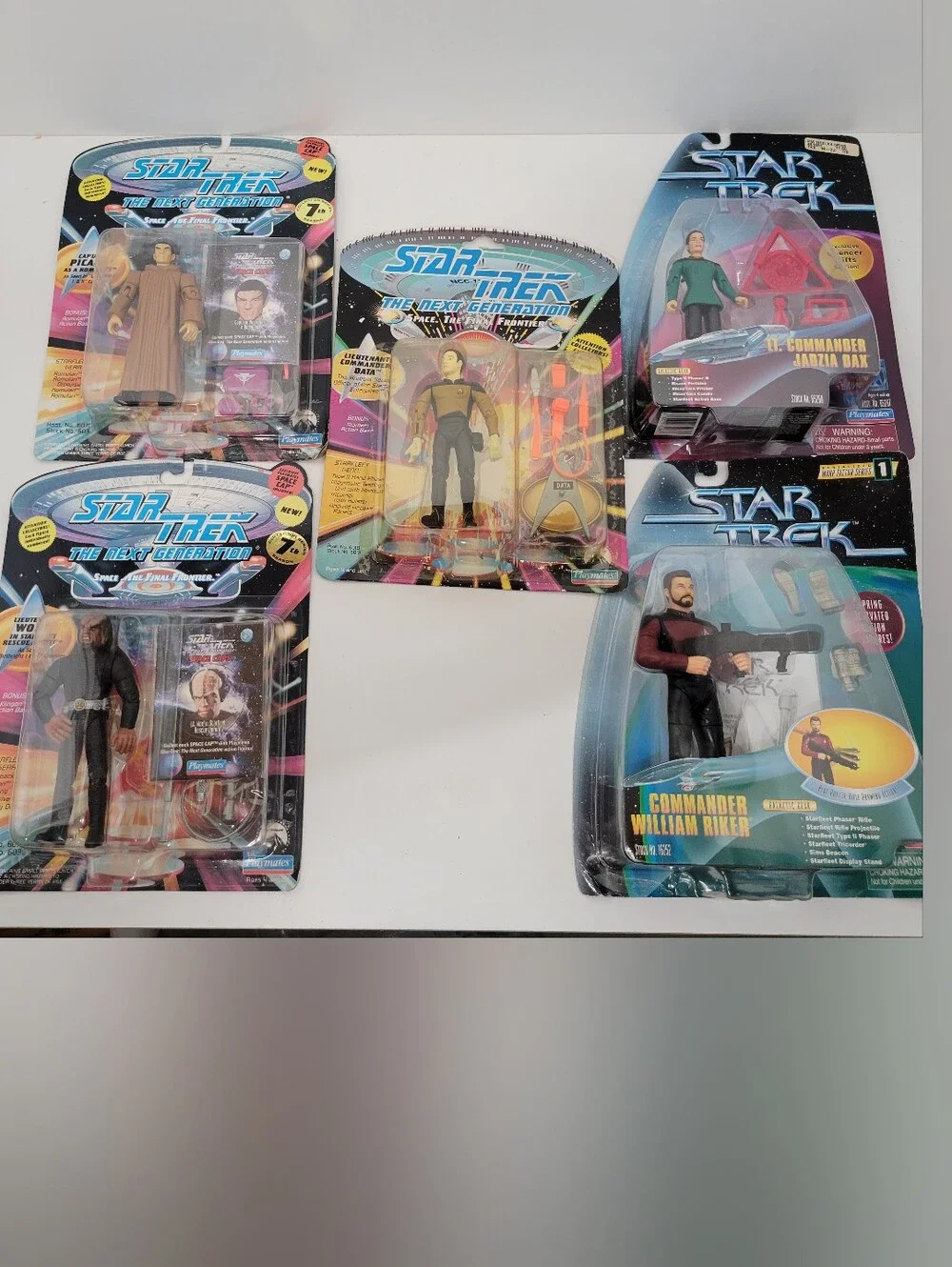 Vintage Playmate Star Trek Set Of 5 Figures On Cards Sealed 1992-1994